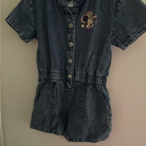 Denim Romper with Cartoon Patch